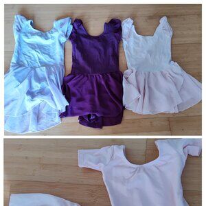 Bundle of 4 cotton ballet leotards with built-in mesh skirts girls small
